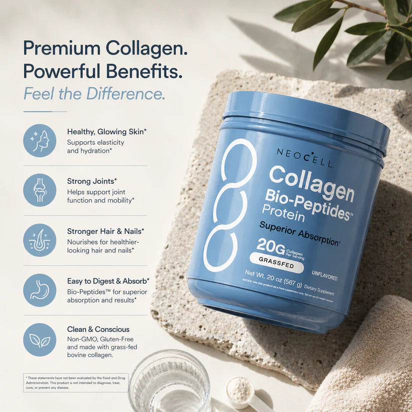NeoCell Collagen Bio-Peptides Powder - Hair, Skin & Nails Support (20 oz)